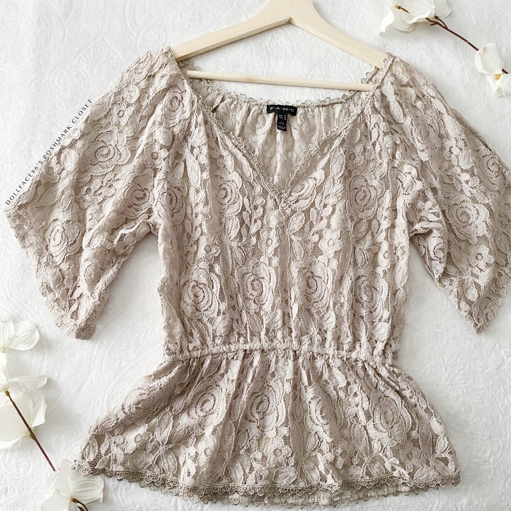V-Neck Lace Cold Shoulder Top